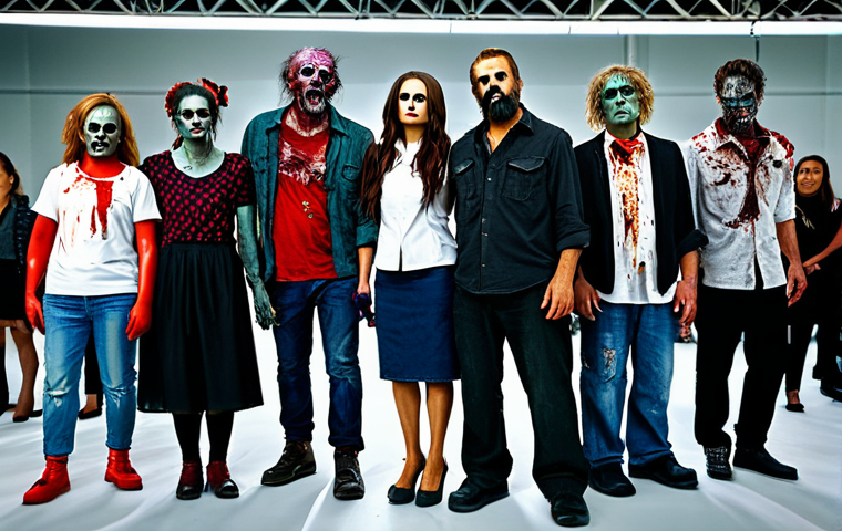 마인크래프트 몬스터 리소스팩 제작 - "Clown Creeper Convention"**

"A group of fully clothed Creeper characters dressed in colorful clown...