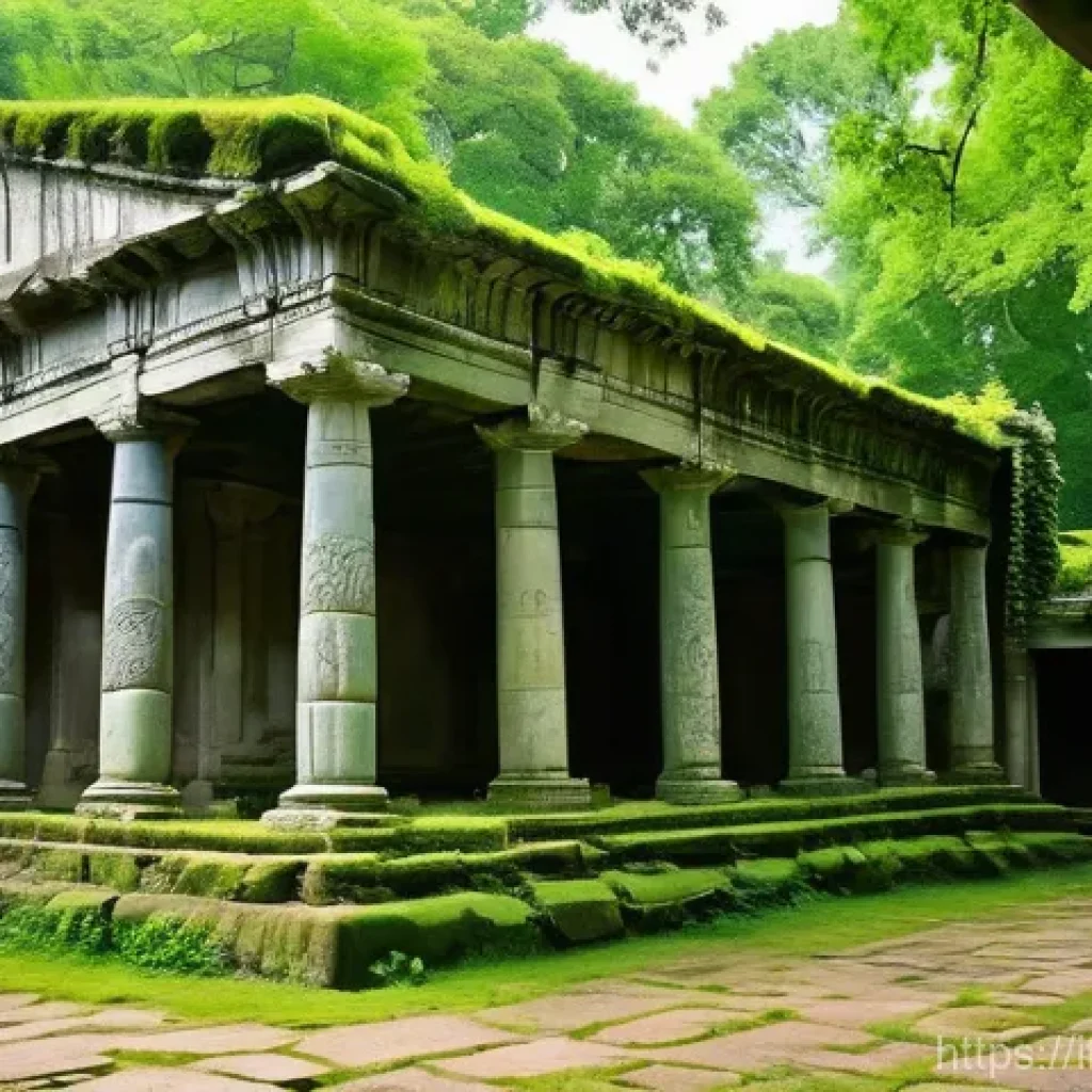 마인크래프트 고대 건축물 디테일 - Prompt: Ancient Roman Temple Ruins in a Verdant Landscape**
"A breathtaking ancient Roman temple rui...