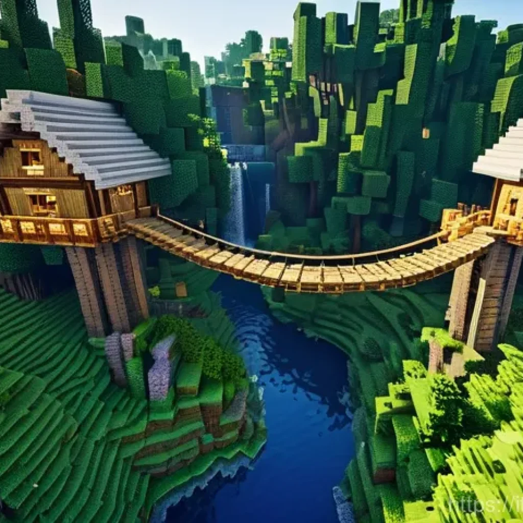 마인크래프트 숲속 마을 설계 - **A Vibrant, Integrated Minecraft Forest Village at Dawn:**
    A wide-angle, atmospheric shot of a ...