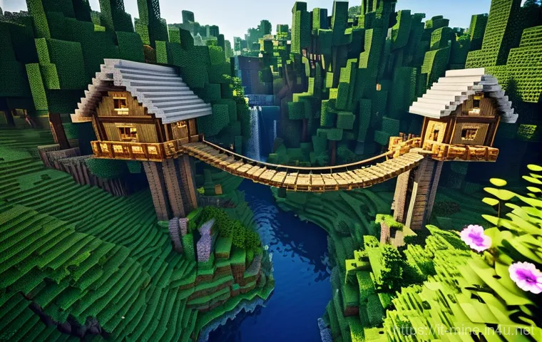 마인크래프트 숲속 마을 설계 - **A Vibrant, Integrated Minecraft Forest Village at Dawn:**
    A wide-angle, atmospheric shot of a ...