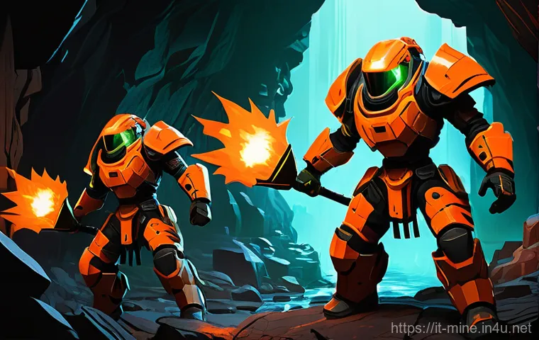 마인크래프트 협동 퀘스트 가이드 - **Prompt:** A diverse group of four young adult adventurers, wearing practical, stylized fantasy-ins...