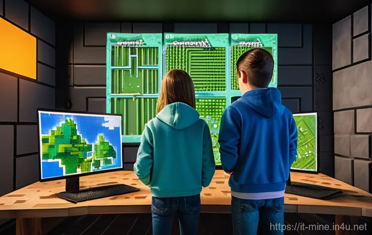 마인크래프트 공동 작업 노하우 - **Collaborative Blueprinting for a Minecraft Metropolis:** A diverse group of four teenage friends (...