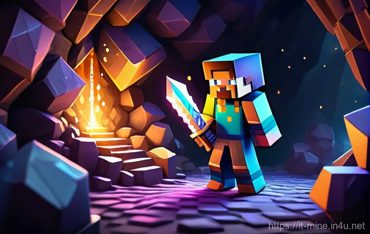 마인크래프트 최고의 아이템 리스트 - **Prompt for Enchanted Netherite Mining:**
    "A male Minecraft player, depicted in a highly detail...