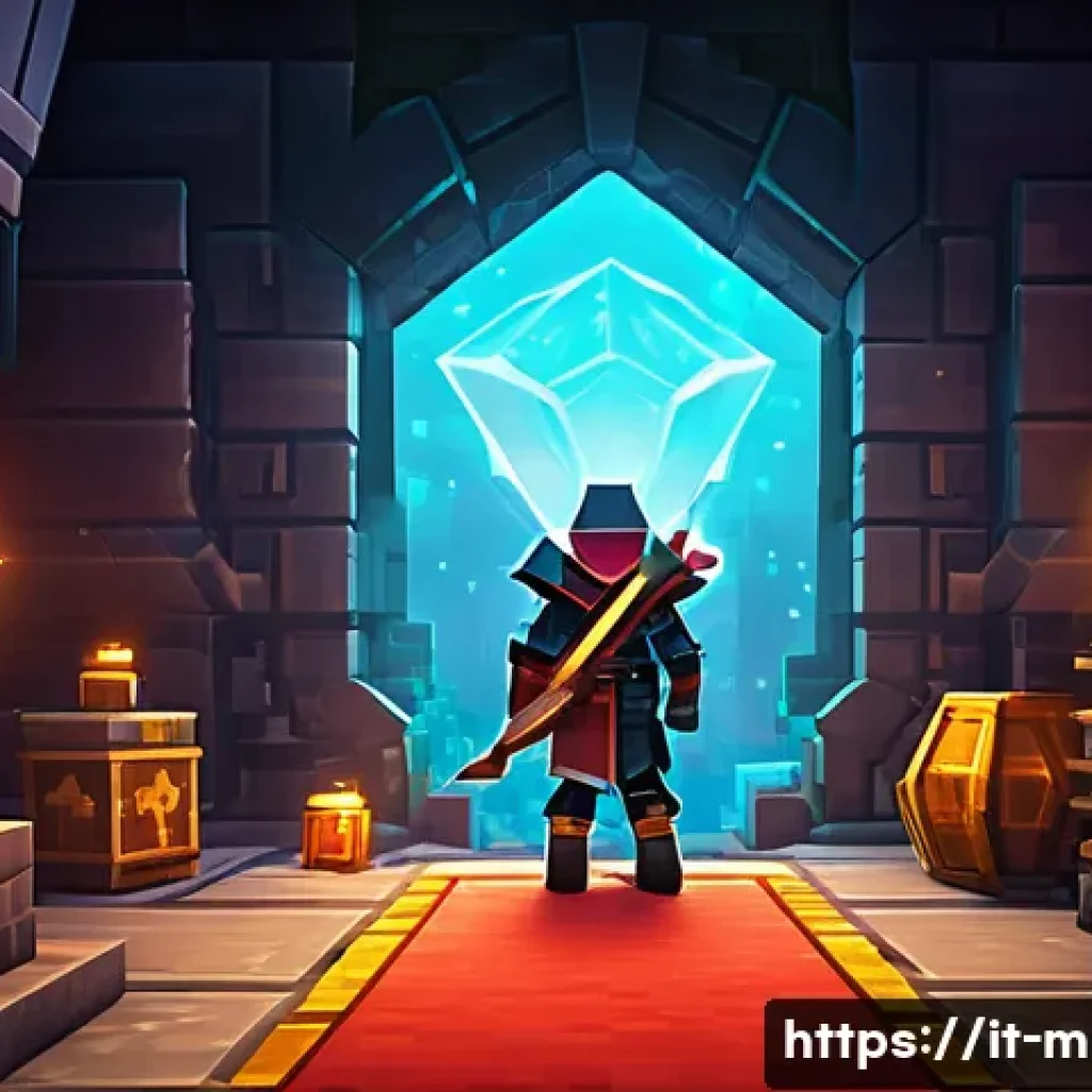 마인크래프트 엔더월드 탐험법 - **"A determined Minecraft adventurer, clad in full, gleaming Netherite armor enchanted with protecti...