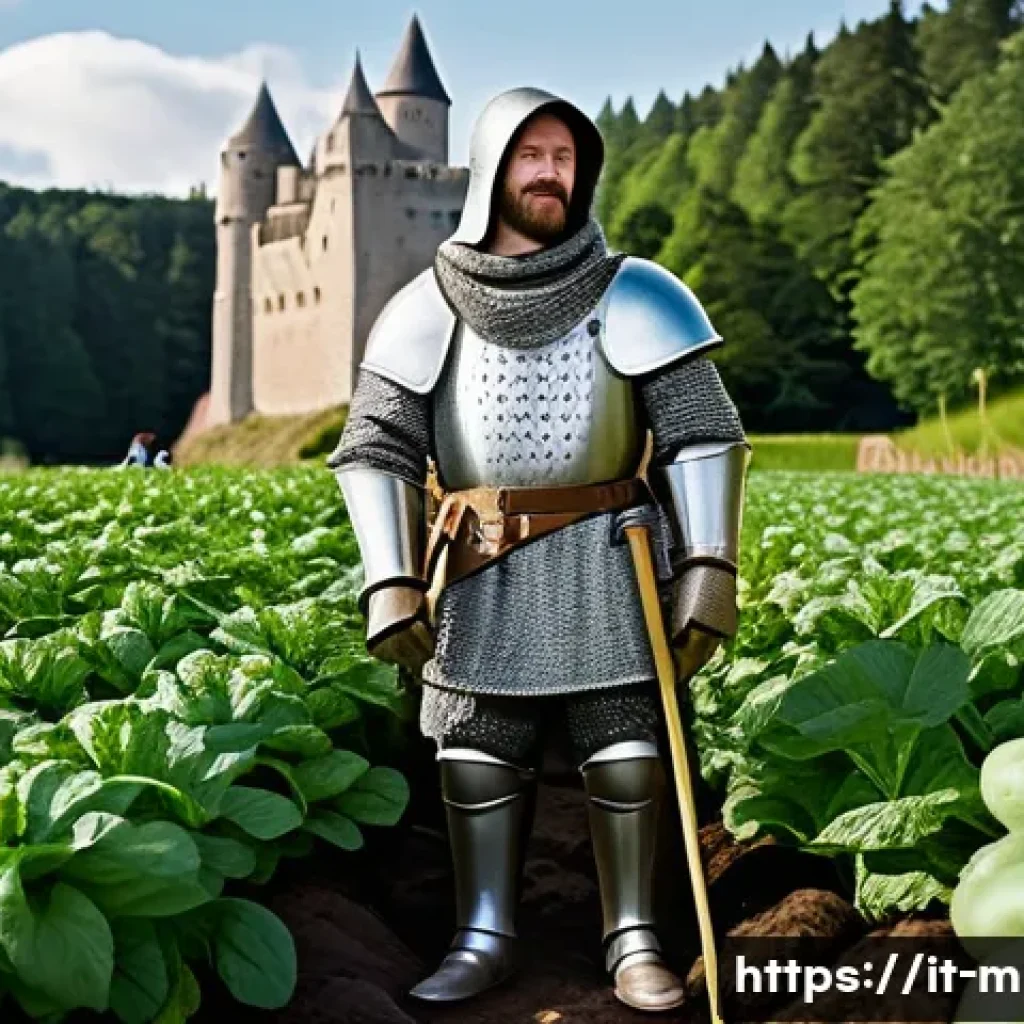 마인크래프트 패러디 맵 제작 - **Prompt 1: The Reluctant Potato-Picking Knight**
    "A comically bored and slightly disheveled med...