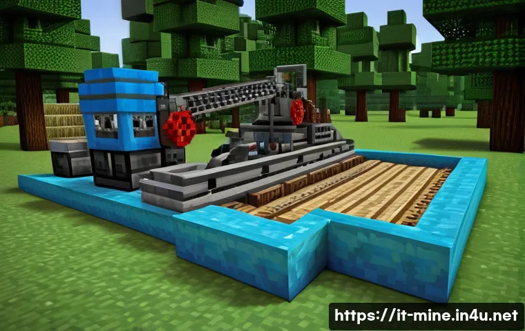 마인크래프트 시간 절약 회로 - A detailed Minecraft-inspired automated resource collection system featuring redstone circuits, pist...