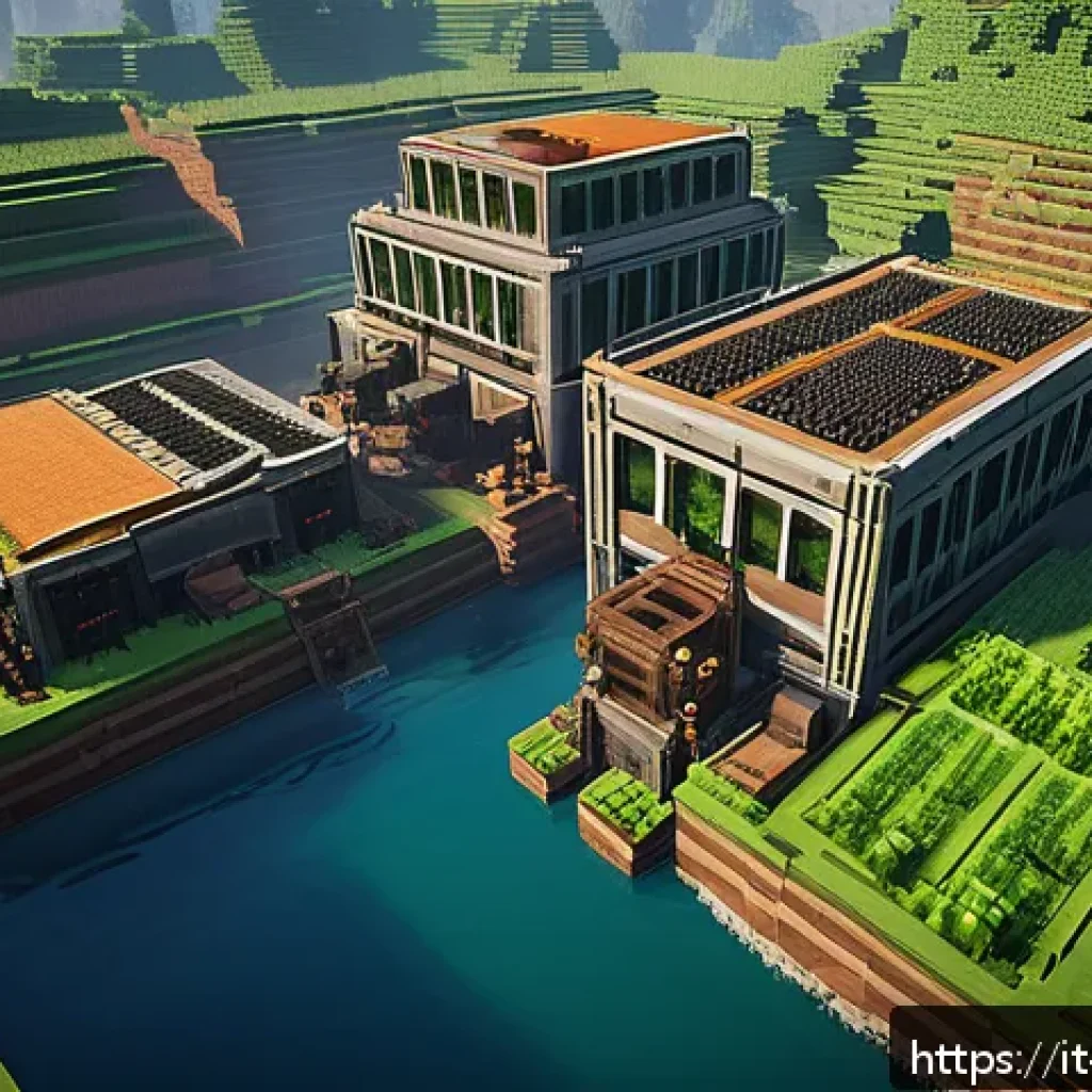 마인크래프트 무한 자원 팁 - A highly detailed Minecraft scene showcasing an advanced automatic sugarcane farm next to a player&rsquo;s...