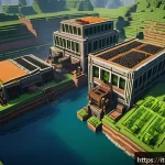 Home 18 마인크래프트 무한 자원 팁 - A highly detailed Minecraft scene showcasing an advanced automatic sugarcane farm next to a player’s...