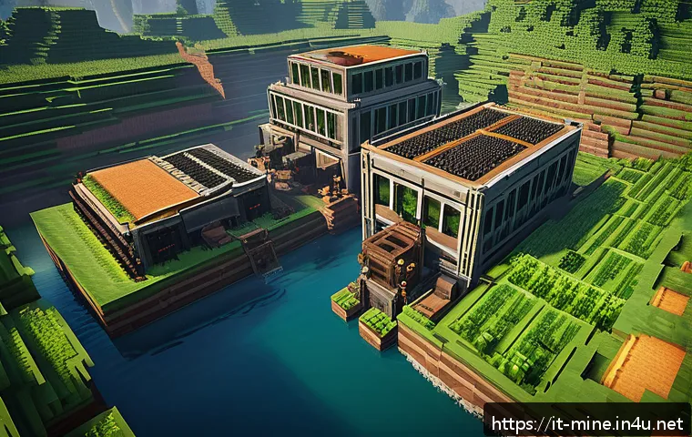 마인크래프트 무한 자원 팁 - A highly detailed Minecraft scene showcasing an advanced automatic sugarcane farm next to a player&rsquo;s...
