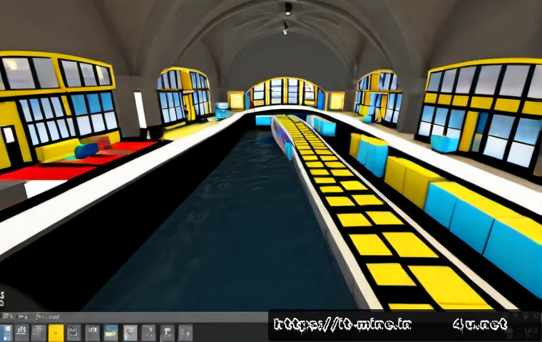 마인크래프트 패션쇼 맵 제작 - Photorealistic creative workspace designing a block-built fashion runway map in a voxel-style game e...