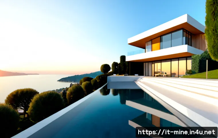 마인크래프트 초현대 건축 가이드 - Photorealistic architectural visualization of an ultra-modern cubic villa inspired by a voxel sandbo...